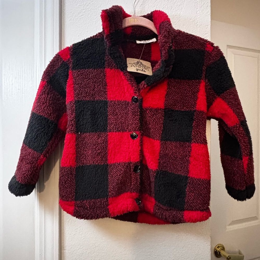 Angie Red and Black Checkered Fleece Jacket